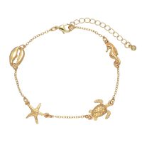 COWRIE, STARFISH, TURTLE & SEAHORSE GOLD ANKLET