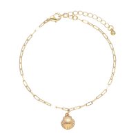 DAINTY GOLD PAPERCLIP ANKLET W/ SHELL