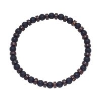 MATTE BLK BEAD & COCONUT DISC BRACELET