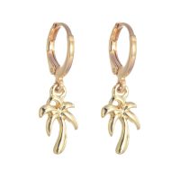 DAINTY GOLD HOOP PALM EARRINGS