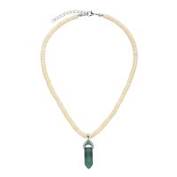 WHITE COCONUT CHOKER W/ AVENTURINE POINT