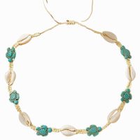 BLUE TURTLE & COWRIE SHELL CHOKER