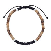 BROWN & BLACK COCONUT BEADED ANKLET W/ SHELL HEISHI
