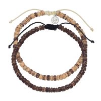 SET OF 2 COCONUT ANKLETS W/ PALM COMPONENT