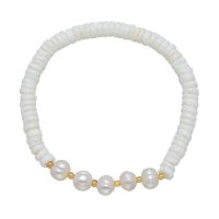 SHELL HEISHI BRACELET W/ PEARLS