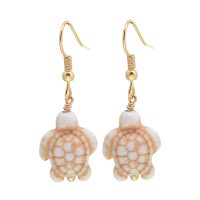 GOLD HOOK RESIN TURTLE EARRINGS