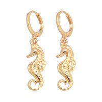 GOLD HOOP SEAHORSE EARRINGS