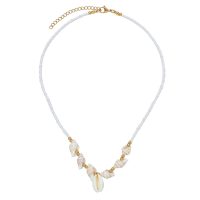 WHITE SEED BEAD CHOKER W/ SEASHELLS & COWRIE SHELL