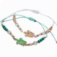 SET OF 2 AQUA & BEIGE GLITTER TURTLES