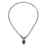 ROPE CHOKER W/ BLACK TURTLE & COCO BEADS
