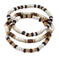 BEIGE COCONUT BEADED BRACELET SET