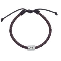 BRN PLAITED SYNTHETIC LEATHER BRACELET W/ WAVE COMPONENT