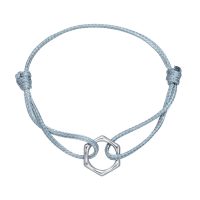 GREY ADJUSTABLE ROPE BRACELET W/ FEATURE HEXAGON