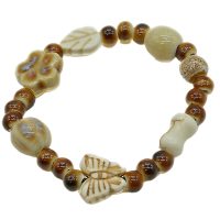 BEIGE FRANJI & BUTTERFLY ELASTIC BRACELET