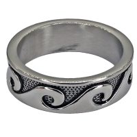 STAINLESS STEEL MENS WAVE RING ( X LARGE)