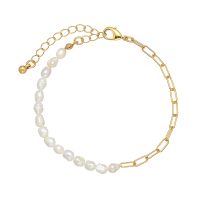 GOLD PAPERCLIP & PEARL BRACELET