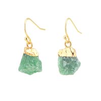 ROUGH CUT AVENTURINE GOLD HOOK EARRINGS