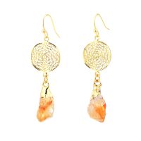 ROUGH CUT YELLOW TOPAZ W/ MANDALA HOOK EARRINGS