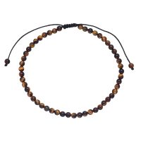 MENS 4MM BEADED TIGER EYE ANKLET