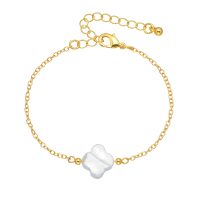 CLEAR QUARTZ CLOVER GOLD CHAIN BRACELET