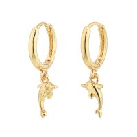 DAINTY HOOP W/ GOLD DOLPHIN EARRINGS