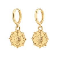 GOLD TURTLE SEA COIN HOOP EARRINGS