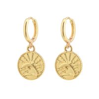 GOLD DOLPHIN SEA COIN HOOP EARRINGS