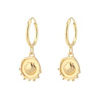 GOLD SEASHELL COIN HOOP EARRINGS