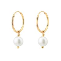 GOLD HOOP PEARL EARRINGS