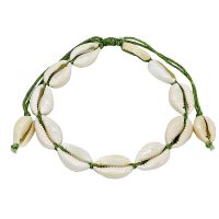 ANP8183 COWRIE SHELL BRACELET WITH GREEN THREAD