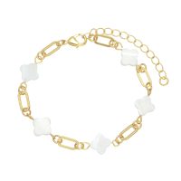 MOP CLOVER & GOLD LINK BRACELET