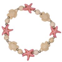CREAM TURTLE & PINK STARFISH BRACELET