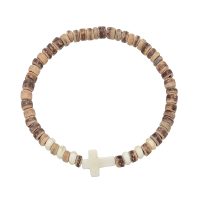 COCONUT BEAD W/CROSS BRACELET