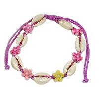 BR8180 PURPLE STRING BRACELET WITH SHELLS AND STARS