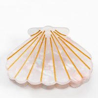 WHITE AND GOLD SHELL  HAIRCLIP