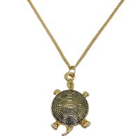 P8247 GOLD AZTEC TURTLE GOLD CHAIN PENDANT
