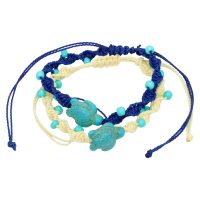2-STRAND WHITE STRING/BLUE STRING TURTLE ANKLETS