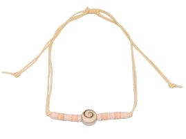 ANP8186 WHITE THREAD ANKLET WITH BEADS AND SHELL