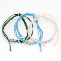 ANP8188 3-PIECE COLOURED STRING ANKLETS W/ELEPHANTS