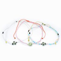 3-PIECE BEADED BRACELETS WITH TURTLES AND SHELL