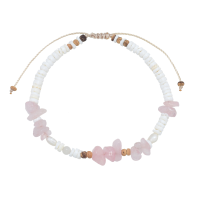 ROSE QUARTZ AND HEISHIE SHELL DRAWSTRING ANKLET