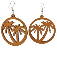 WOODEN PALM TREE EARRINGS