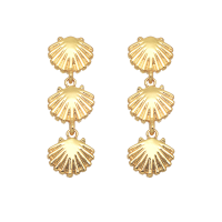 GOLD 3-PIECE SHELL SHAPED EARRINGS
