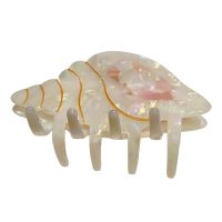 WHITE AND GOLD SHELL SHAPED HAIRCLIP