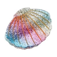 HC327 FROSTED SPARKLE RAINBOW SHELL HAIRCLIP