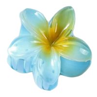HC328 BLUE/YELLOW FRANJIPANI HAIRCLIP