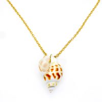 P8176 SPECKLED SHELL GOLD CHAIN PENDANT