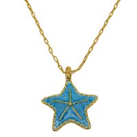 P8249 BLUE STARFISH GOLD CHAIN PENDANT