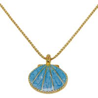 P8250 BLUE SHELL GOLD CHAIN PENDANT