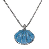 P8251 BLUE SHELL RHODIUM CHAIN PENDANT